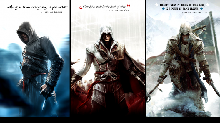 video Games, Assassins Creed, Assassins Creed 2, Assassins Creed 3, Ezio Auditore Da Firenze, Connor Kenway, Altaïr Ibn LaAhad HD Wallpaper Desktop Background