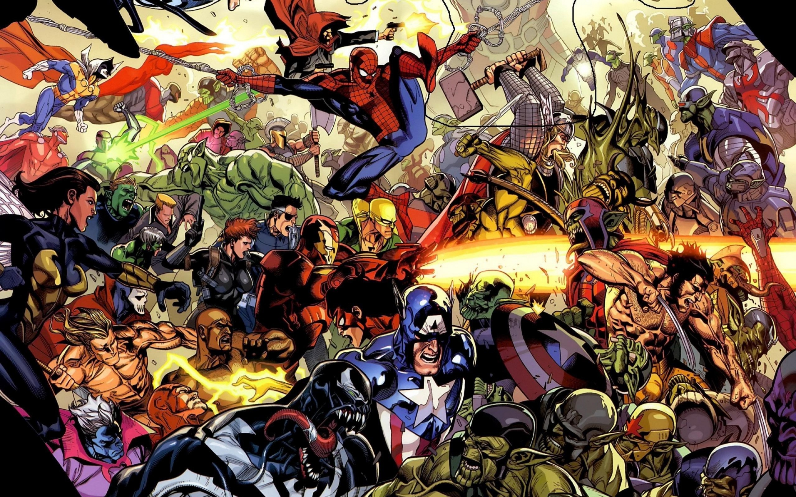 Marvel Comics, Superhero, Spider Man, Venom, Iron Man, Captain America, Thor, Wolverine, Iron Fist Wallpaper