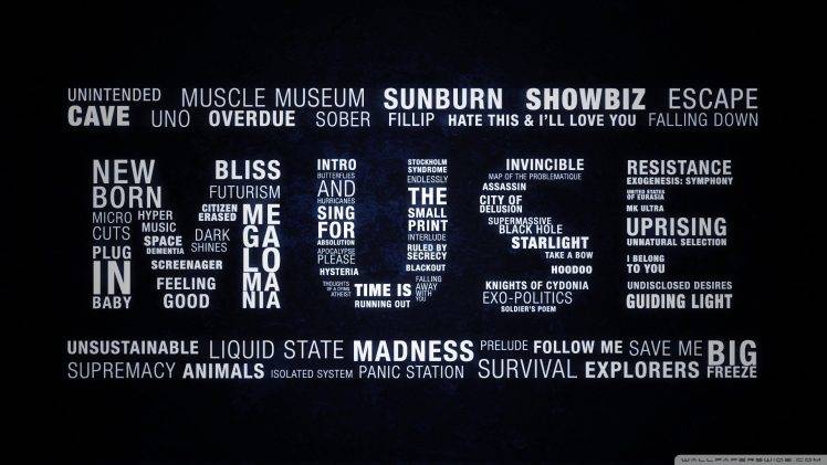 music, Muse, Typography, Songs HD Wallpaper Desktop Background