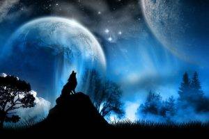 wolf, Animals, Fantasy Art, Artwork, Night, Moon
