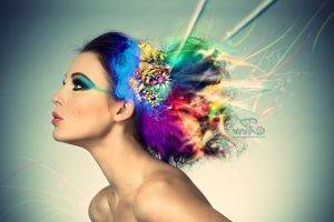 model, Brunette, Dyed Hair, Digital Art, Makeup, DeviantArt, Colorful