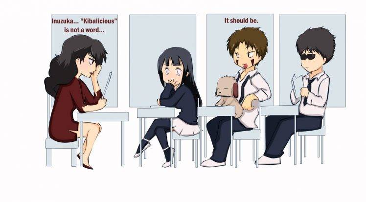 Naruto Shippuuden, Desk, Hyuuga Hinata, Inuzuka Kiba, Aburame Shino, Yuhi Kurenai, Humor HD Wallpaper Desktop Background