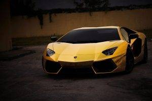car, Lamborghini Aventador, Yellow