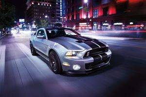car, Shelby GT, Ford Mustang, Gray, Motion Blur