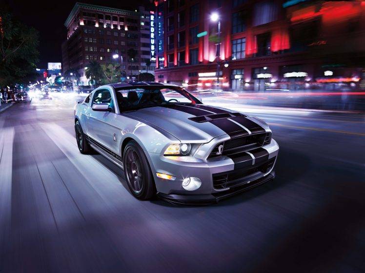 car, Shelby GT, Ford Mustang, Gray, Motion Blur HD Wallpaper Desktop Background