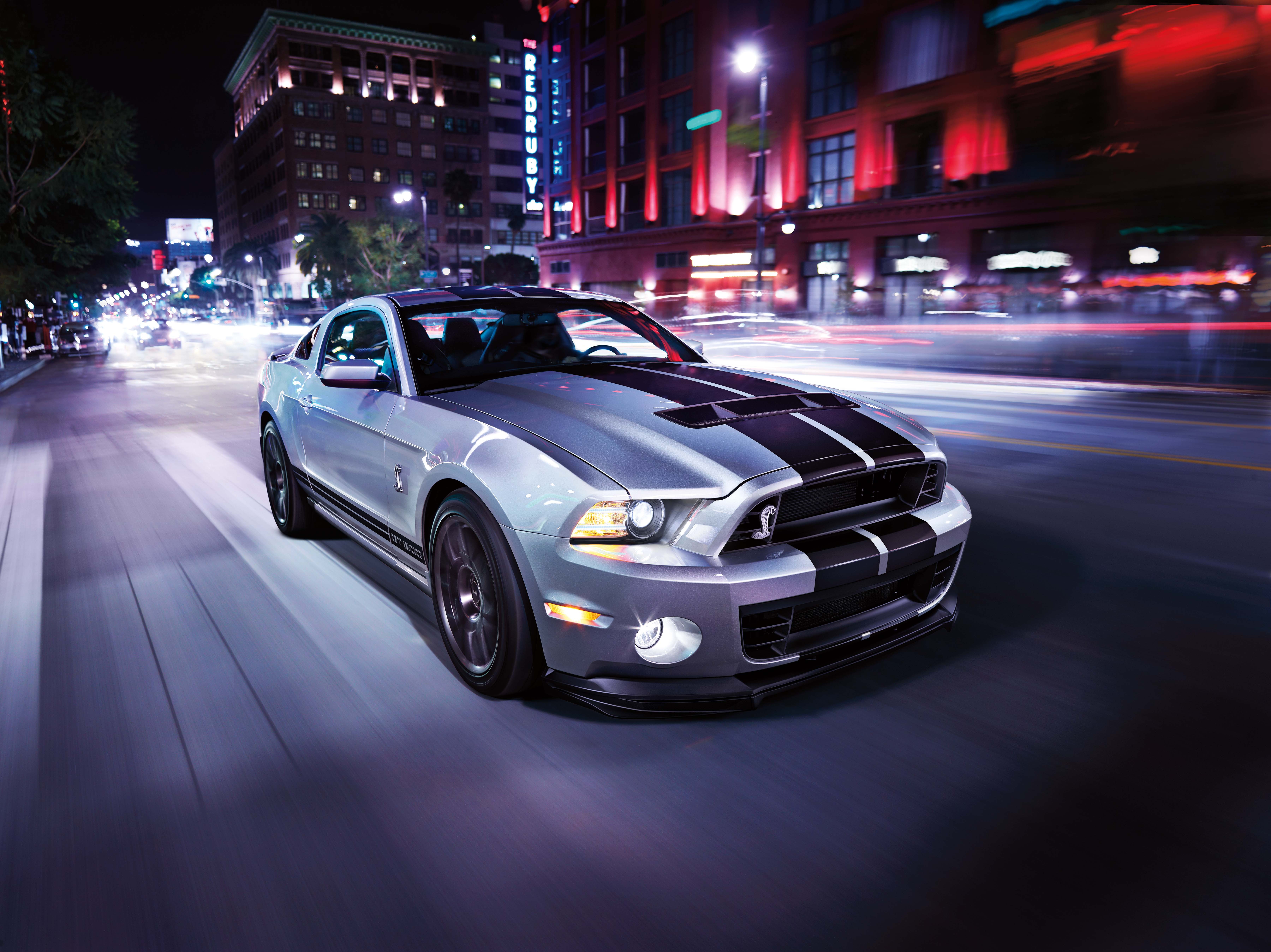 car, Shelby GT, Ford Mustang, Gray, Motion Blur Wallpaper