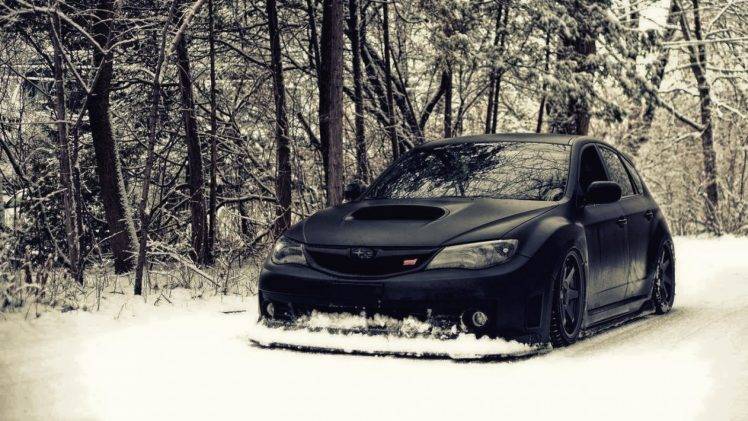 car, Subaru Impreza, WRX STI, Snow, Black HD Wallpaper Desktop Background