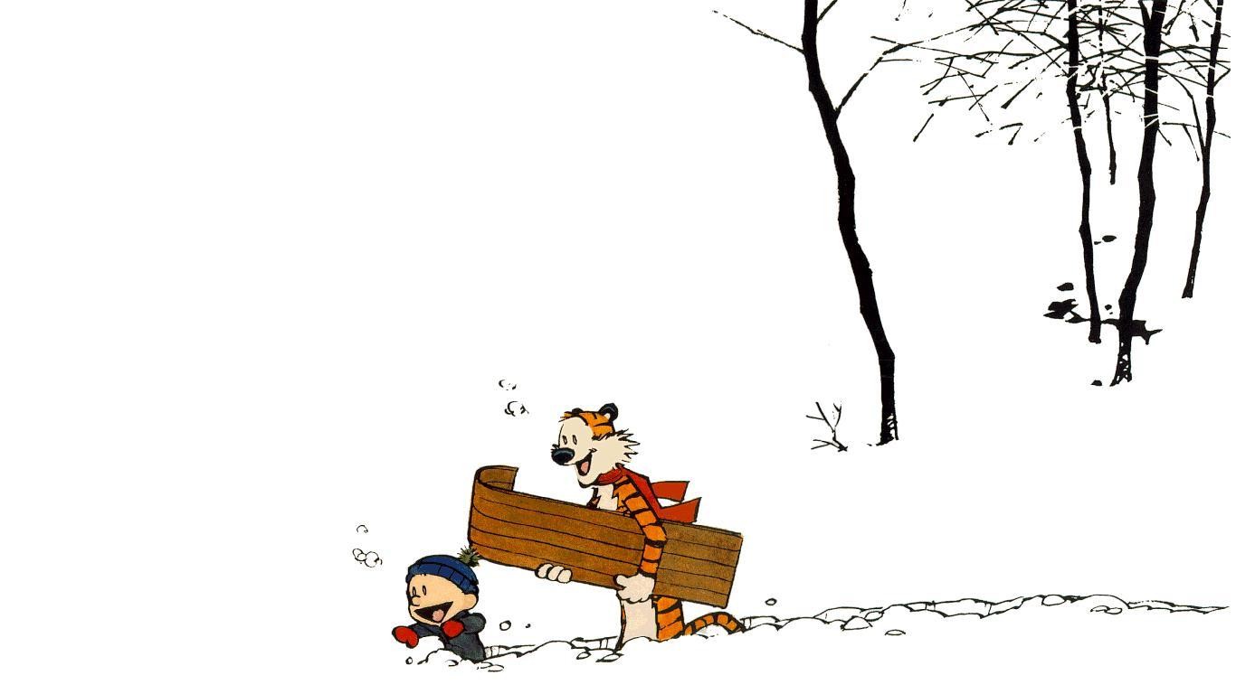 comics, Calvin And Hobbes, White Background Wallpaper