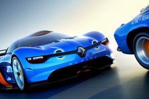 car, Renault Alpine, Blue Cars