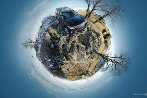 artwork, Panoramic Sphere, Car, Trees