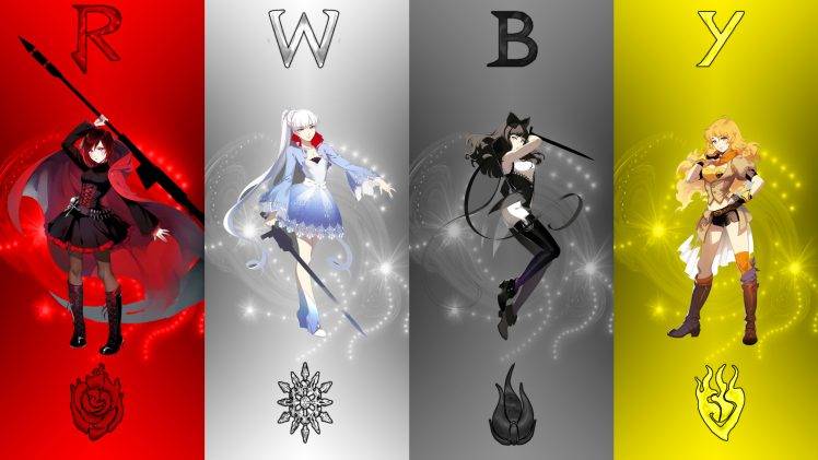 RWBY, Ruby Rose, Yang Xiao Long, Weiss Schnee, Red, Yellow, Black, White, Ice HD Wallpaper Desktop Background