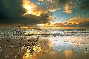 sunset, Sunlight, Landscape, Nature, Sea, Beach, Sand