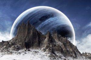 mountain, Planet, Digital Art