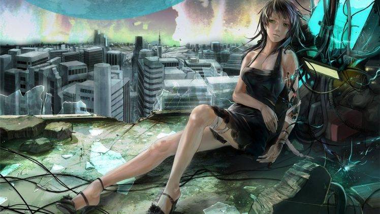 women, Cyborg, Artwork, Robot, City, Futuristic, Fantasy Art, Concept Art HD Wallpaper Desktop Background