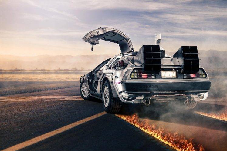 Back To The Future, Car, Supercars, Fire, Movies, Smoke, DeLorean HD Wallpaper Desktop Background