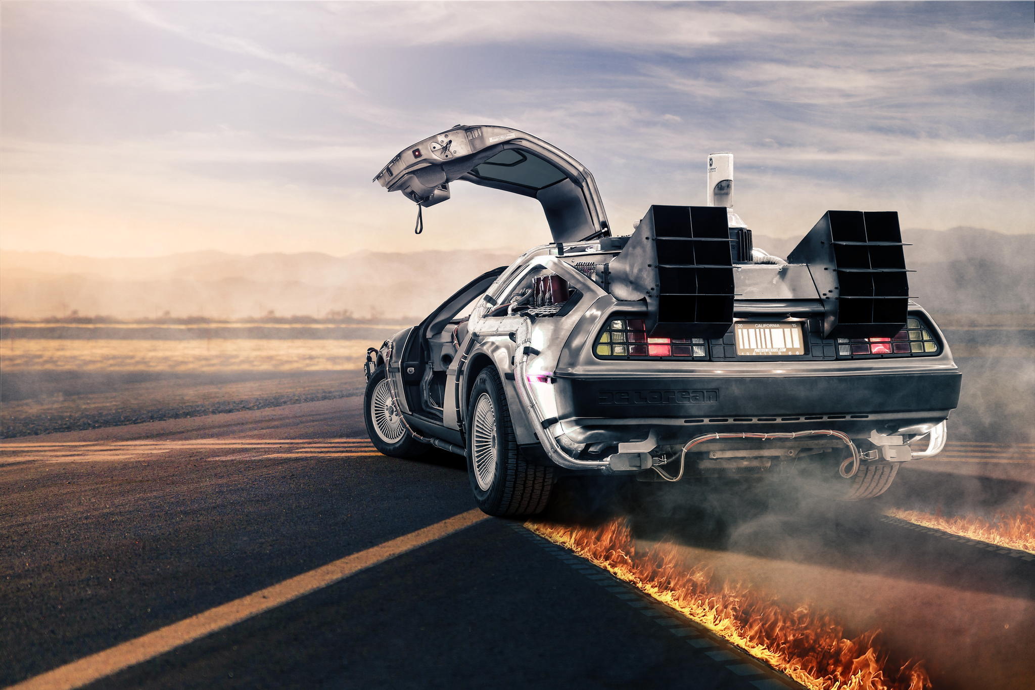 Back To The Future, Car, Supercars, Fire, Movies, Smoke, DeLorean Wallpaper