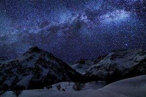 mountain, Stars, Nature
