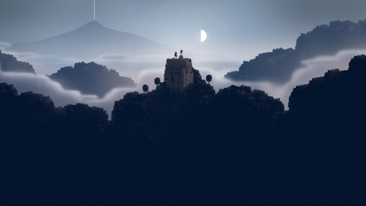moon, Superbrothers: Sword & Sorcery EP, Digital Art, Video Games, Pixel Art HD Wallpaper Desktop Background