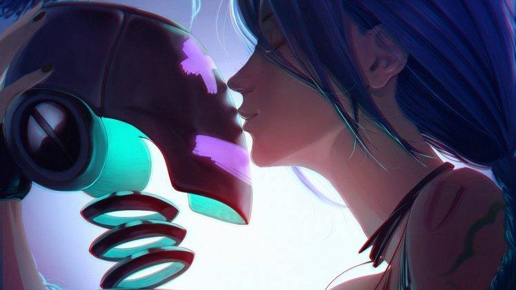 fantasy Art, Blue Hair, Kissing, Jinx (League Of Legends), League Of Legends HD Wallpaper Desktop Background