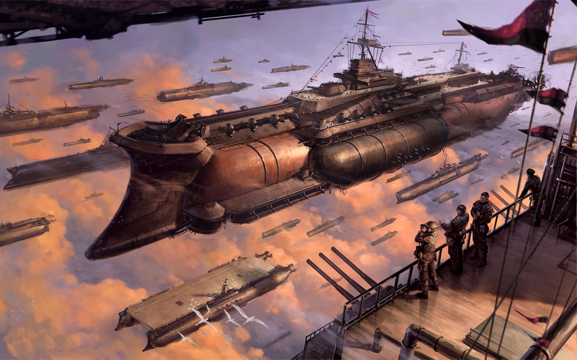 fantasy Art, Gunships, Futuristic Wallpaper