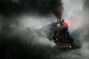 artwork, Fantasy Art, Concept Art, Smoke, Demon, Train, Steampunk, Steam Locomotive