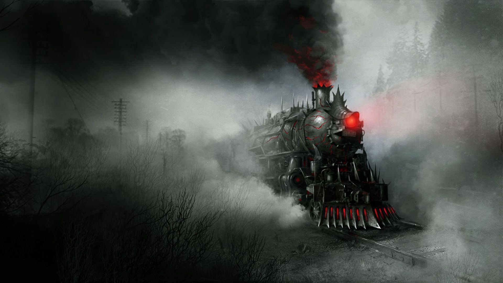 artwork, Fantasy Art, Concept Art, Smoke, Demon, Train, Steampunk