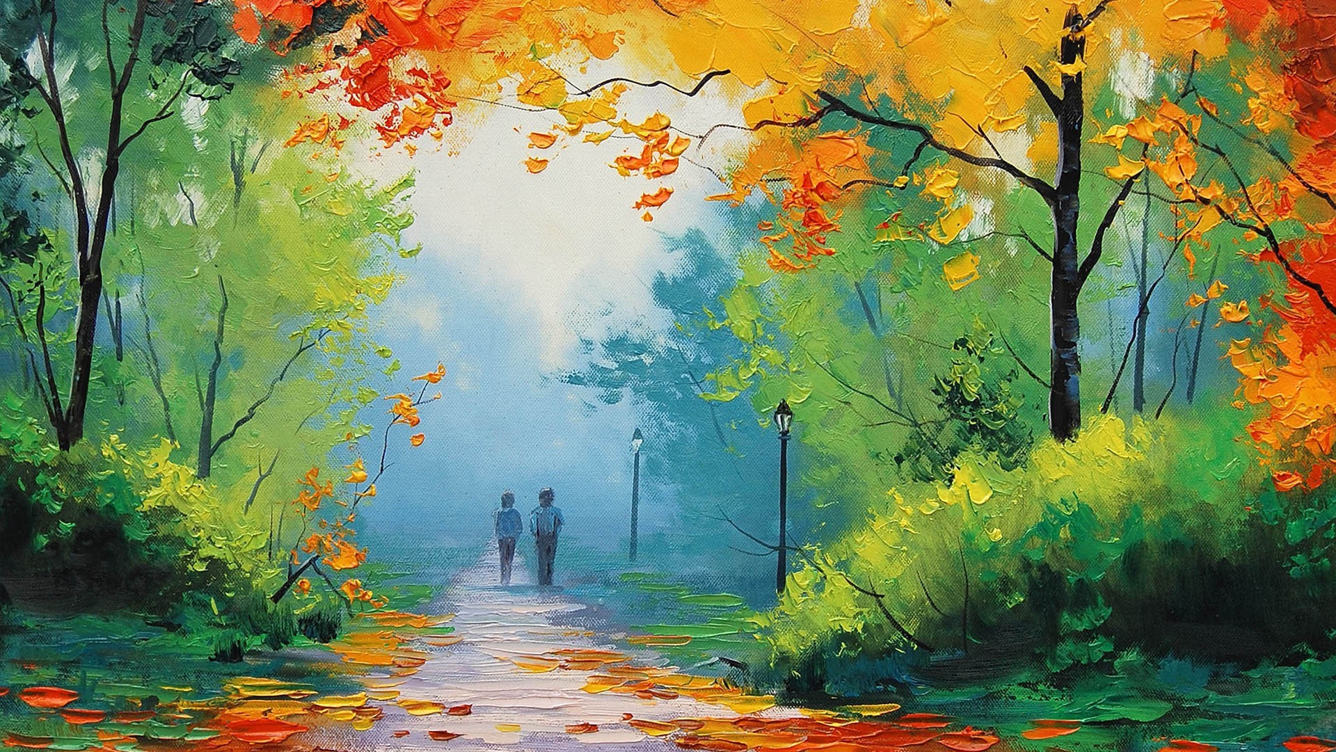 nature, Graham Gercken, Painting, Fall, Path Wallpaper