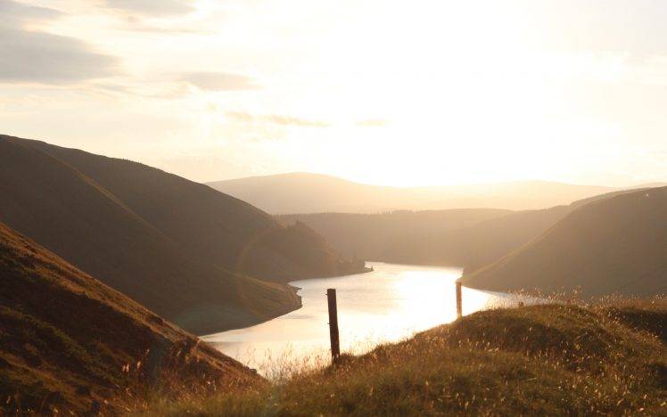 Scotland, Nature, Landscape, Lake, Sunlight, UK, Mountain, Lens Flare HD Wallpaper Desktop Background