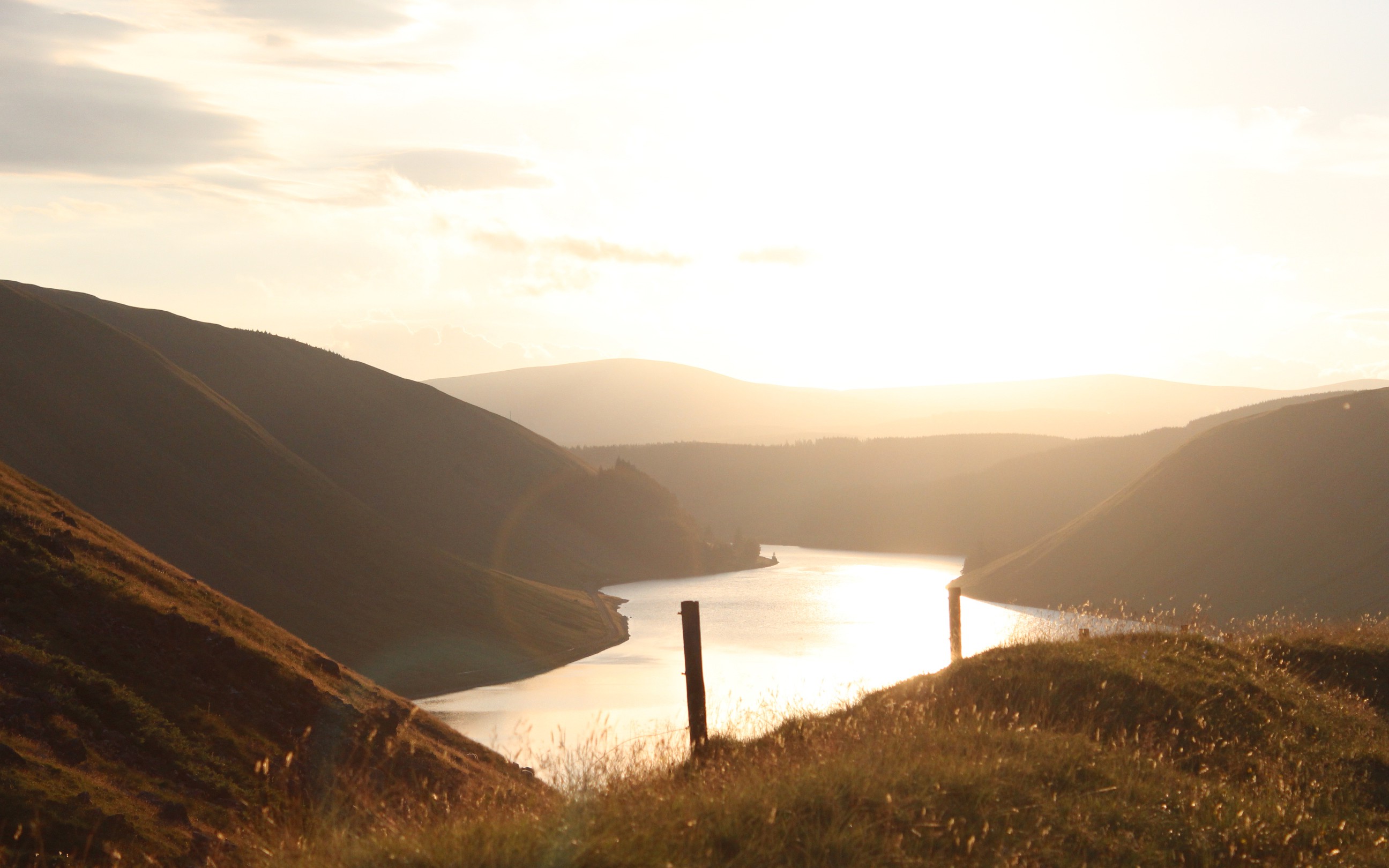 Scotland, Nature, Landscape, Lake, Sunlight, UK, Mountain, Lens Flare Wallpaper
