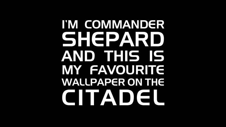 SIgn, Mass Effect, Mass Effect 2, Commander Shepard, Shepard, Citadel, Simple Background, Black Background HD Wallpaper Desktop Background