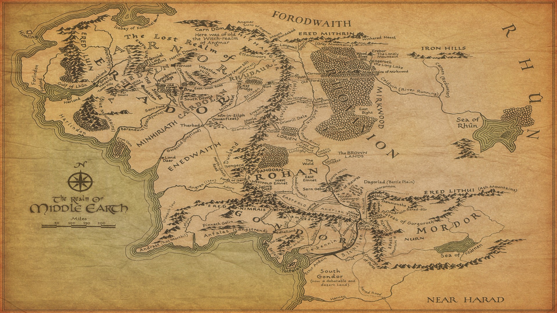 movies, The Lord Of The Rings, Middle earth, Map Wallpaper