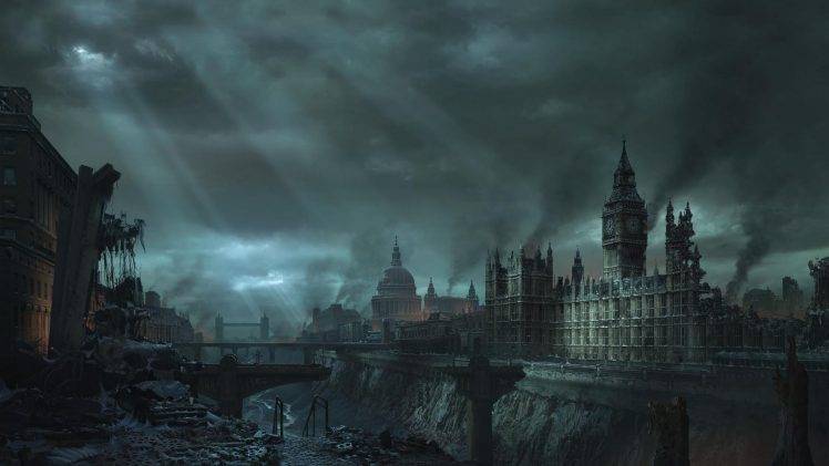 digital Art, Apocalyptic, Big Ben, London HD Wallpaper Desktop Background