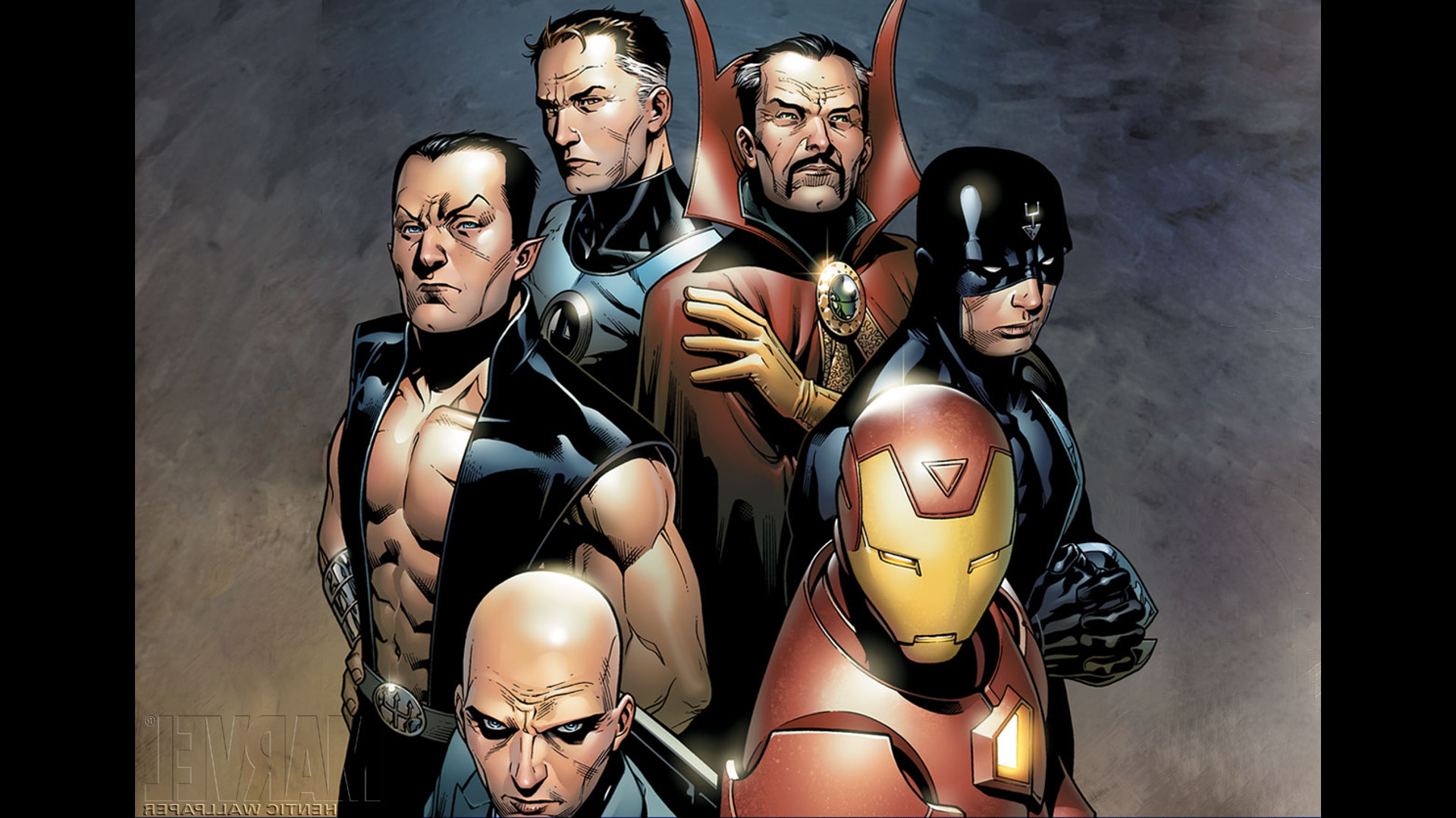 Illuminati, Iron Man, Charles Xavier, Mr. Fantastic, Doctor Strange, Namor, Black Bolt, Comics Wallpaper