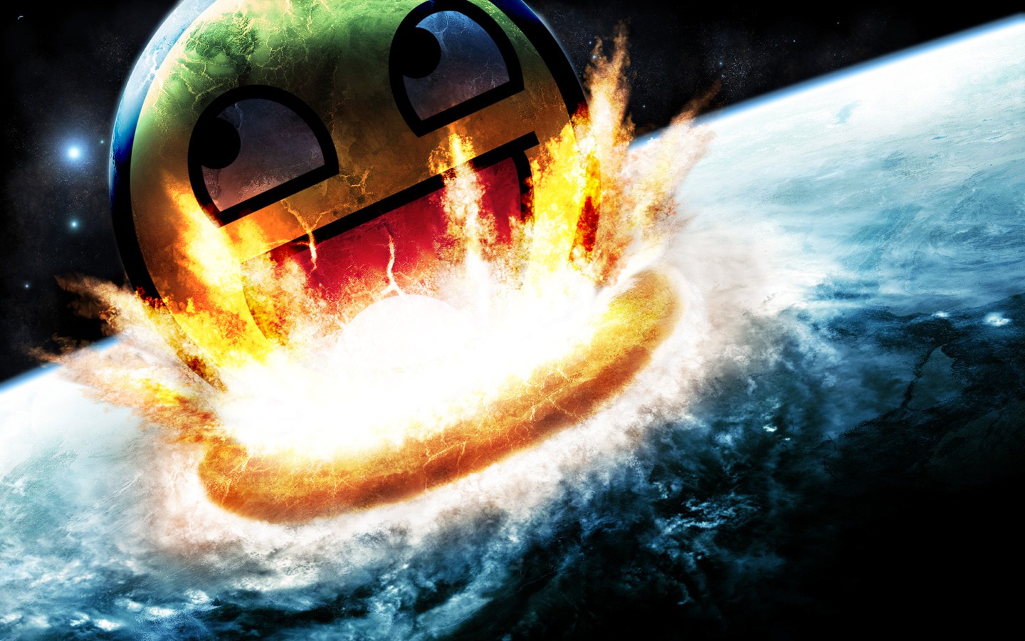 awesome Face, Explosion, Space, Planet Wallpaper