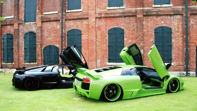 Lamborghini, Lamborghini Gallardo, rims, bricks, green cars HD Wallpaper Desktop Background