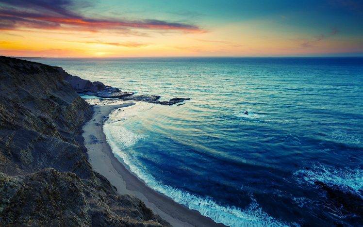 nature, Rock, Sea, Sunset HD Wallpaper Desktop Background