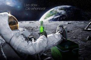 space, Astronaut, Beer