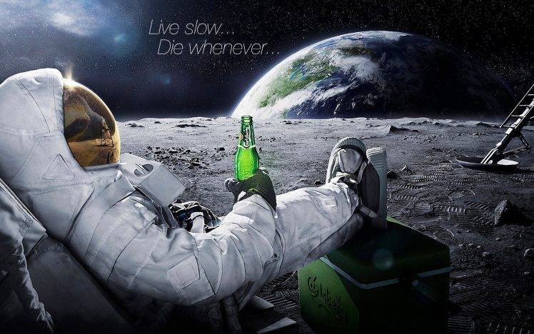 space, Astronaut, Beer HD Wallpaper Desktop Background