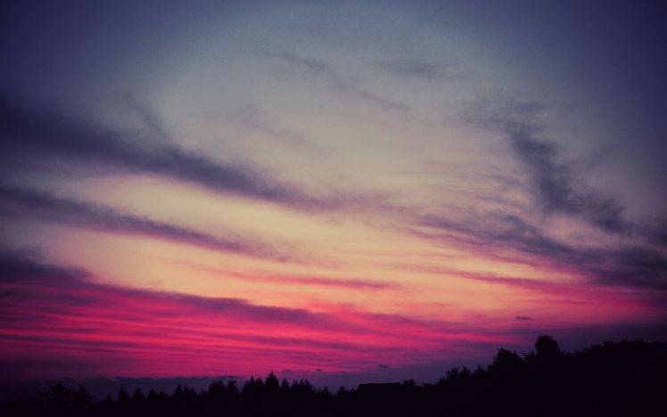 sky, Nature, Sunset, Clouds, Silhouette HD Wallpaper Desktop Background