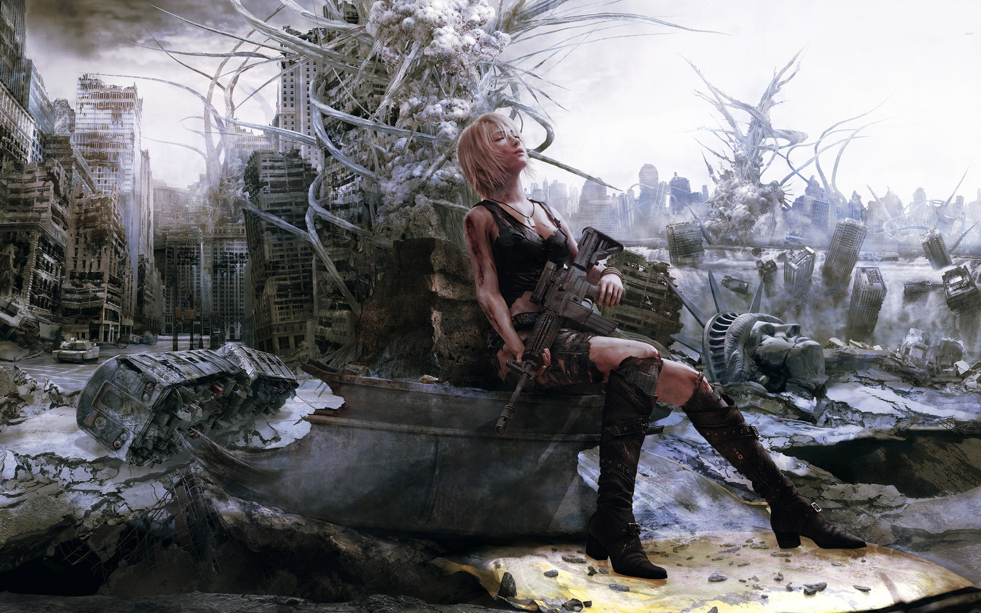 CGI, Artwork, Gun, Video Games, Women, Apocalyptic, The 3rd Birthday, Aya Brea, Parasite Eve Wallpaper