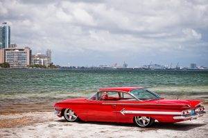 car, 1960 Chevrolet Impala, Sea, Beach