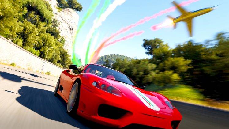 Ferrari Challenge Stradale, Ferrari, Forza Horizon 2, Jets, Video Games HD Wallpaper Desktop Background