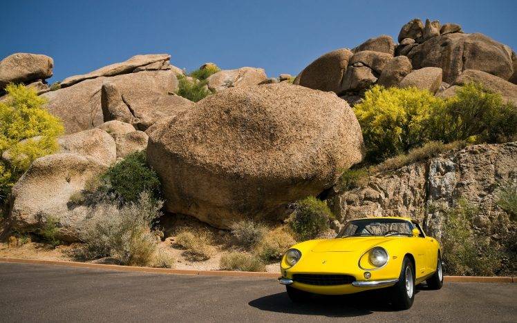 car, Rock, Ferrari, Yellow Cars HD Wallpaper Desktop Background