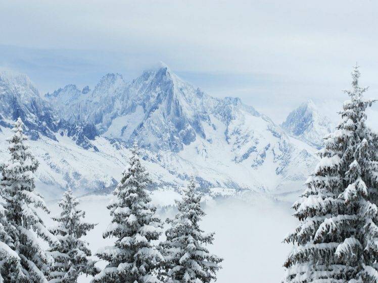nature, Mountain, Trees, Snow HD Wallpaper Desktop Background