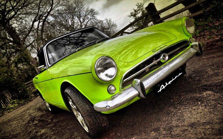 car, Green, Closeup, Sunbeam Alpine HD Wallpaper Desktop Background