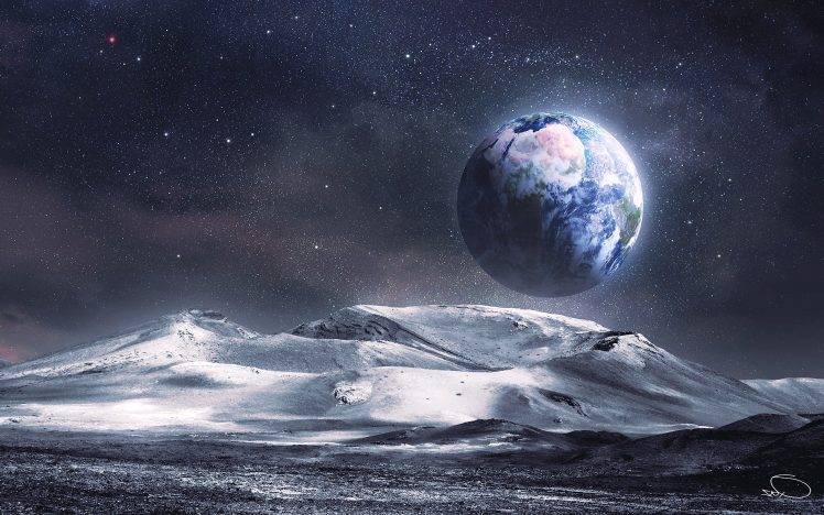 Space White Earth Stars Signatures Mountain Nature Wallpapers Hd