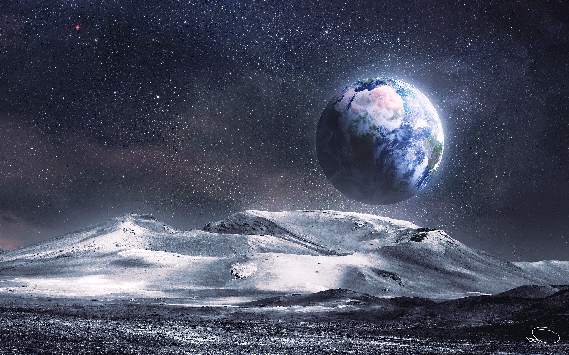 space, White, Earth, Stars, Signatures, Mountain, Nature Wallpaper
