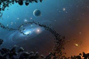 space, Stars, Planet, Asteroid, Galaxy, Space Art