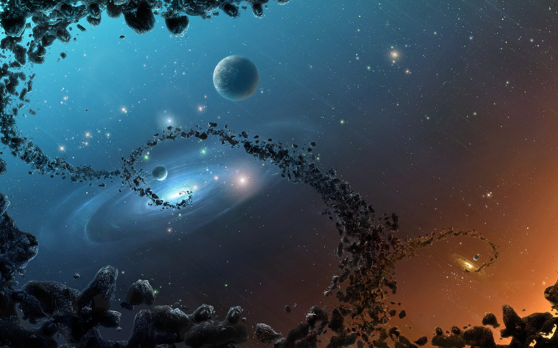 space, Stars, Planet, Asteroid, Galaxy, Space Art Wallpapers HD