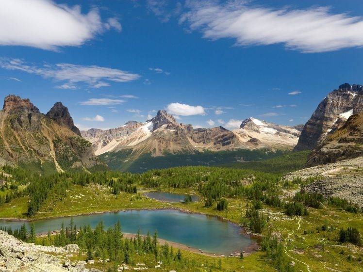nature, Landscape, Mountain, Lake, Hungabee Lake, Canada HD Wallpaper Desktop Background